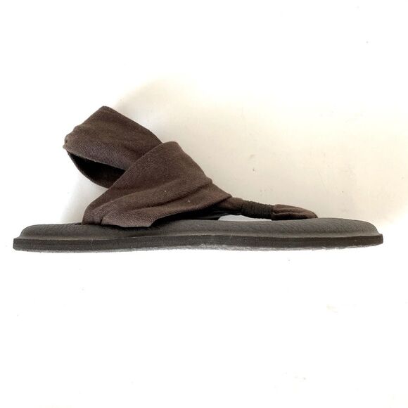 Sanuk Dark Brown Sling St Sandals sz 6 Yoga Beach Casual Boho Festival Vacation - Picture 1 of 10